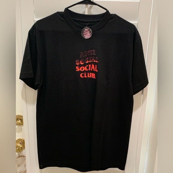 Anti Social Social Club Black and Red Short Sleeve Tee - Picture 1 of 5